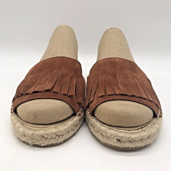 Karl Lagerfeld Euler Slides Women's size 8 Brown Suede Flat Espadrille Sandals - Picture 2 of 11